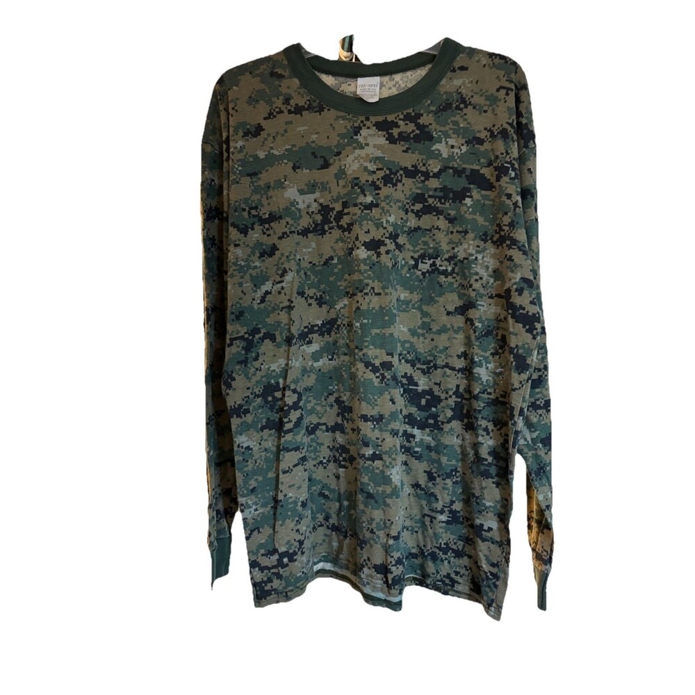 Vintage Tru-Spec Military Hunting Green Digital Camouflage Men's XL  T-Shirt